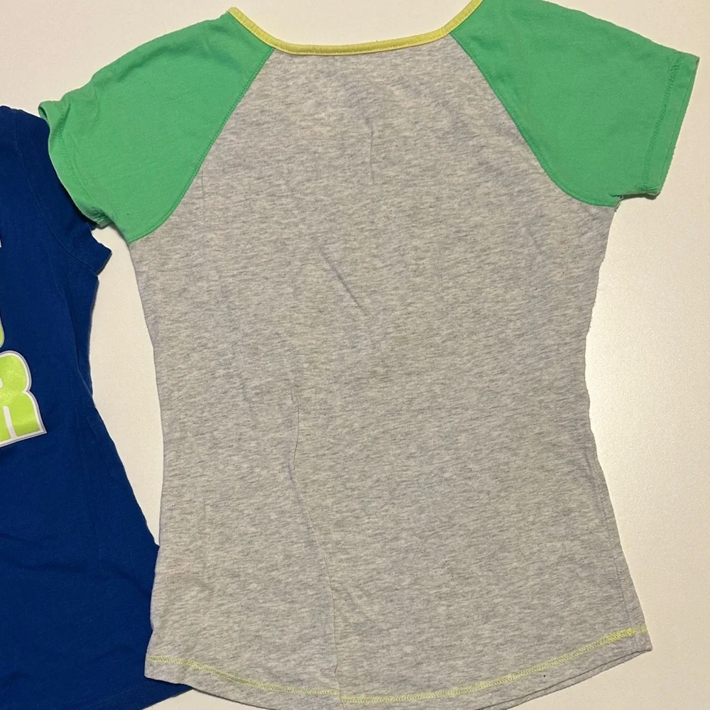 Justice Girls' Peace Sign Swim Tees - Blue and Green